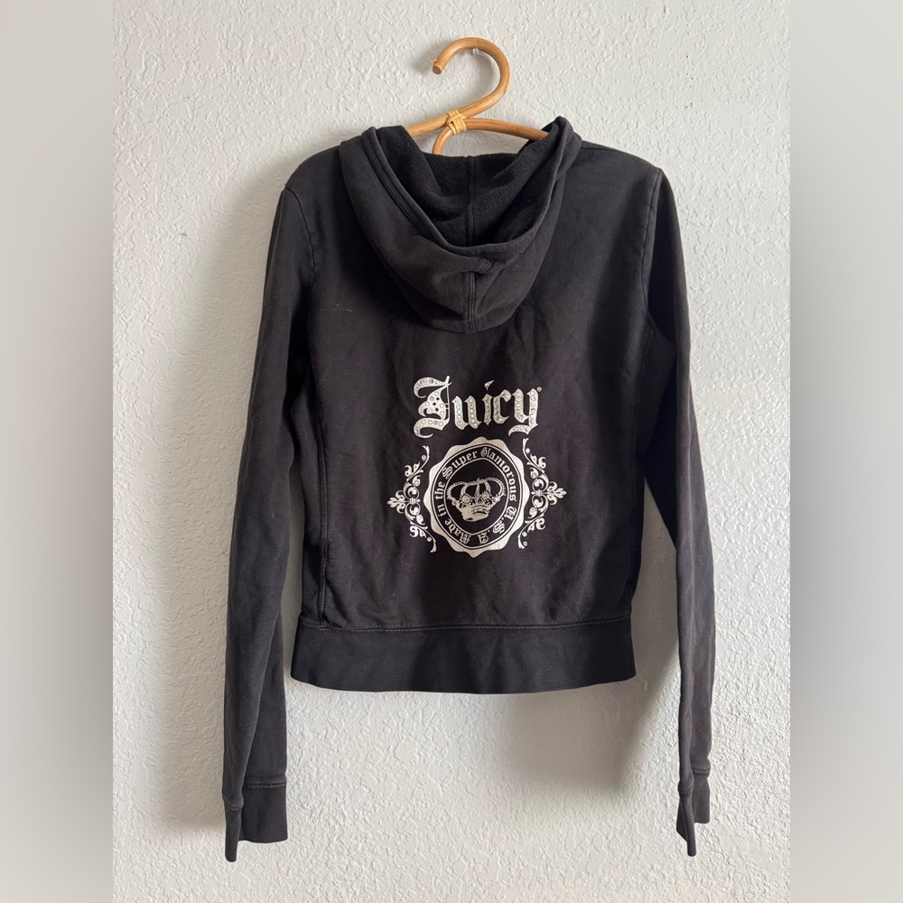 Y2K Juicy Couture Vintage Black Brown Track Jacket Hoodie